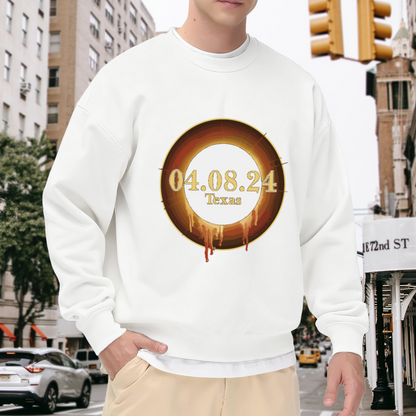 04.08.24 Texas Solar Eclipse Drip Ring Crewneck Sweatshirt | 2024 Total Eclipse Souvenir Pullover, Celestial Event Gift