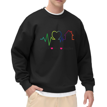 Peace Love Realtor Crewneck Sweatshirt - Rainbow EKG House Graphic, Real Estate Agent Gift Pullover