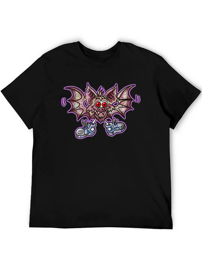 Cartoon Bat Graphic Tee - Funky Black T-Shirt