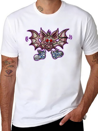 Cartoon Bat Graphic Tee - Funky Black T-Shirt