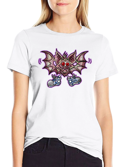 Cartoon Bat Graphic Tee - Funky Black T-Shirt