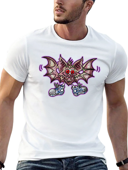 Cartoon Bat Graphic Tee - Funky Black T-Shirt