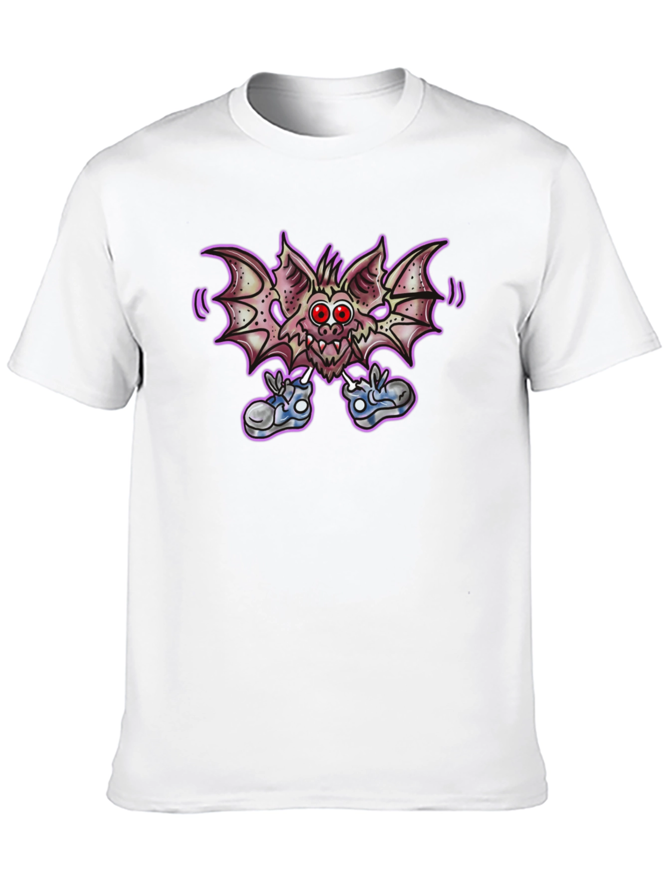 Cartoon Bat Graphic Tee - Funky Black T-Shirt