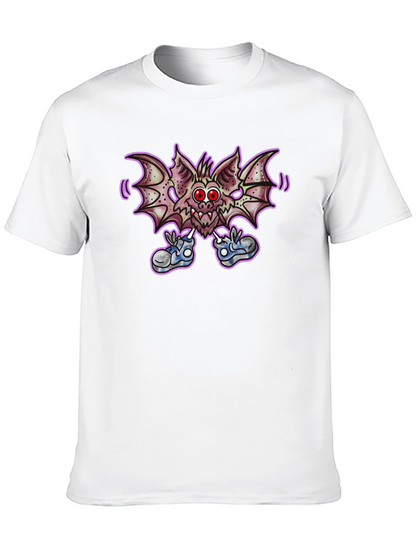 Cartoon Bat Graphic Tee - Funky Black T-Shirt