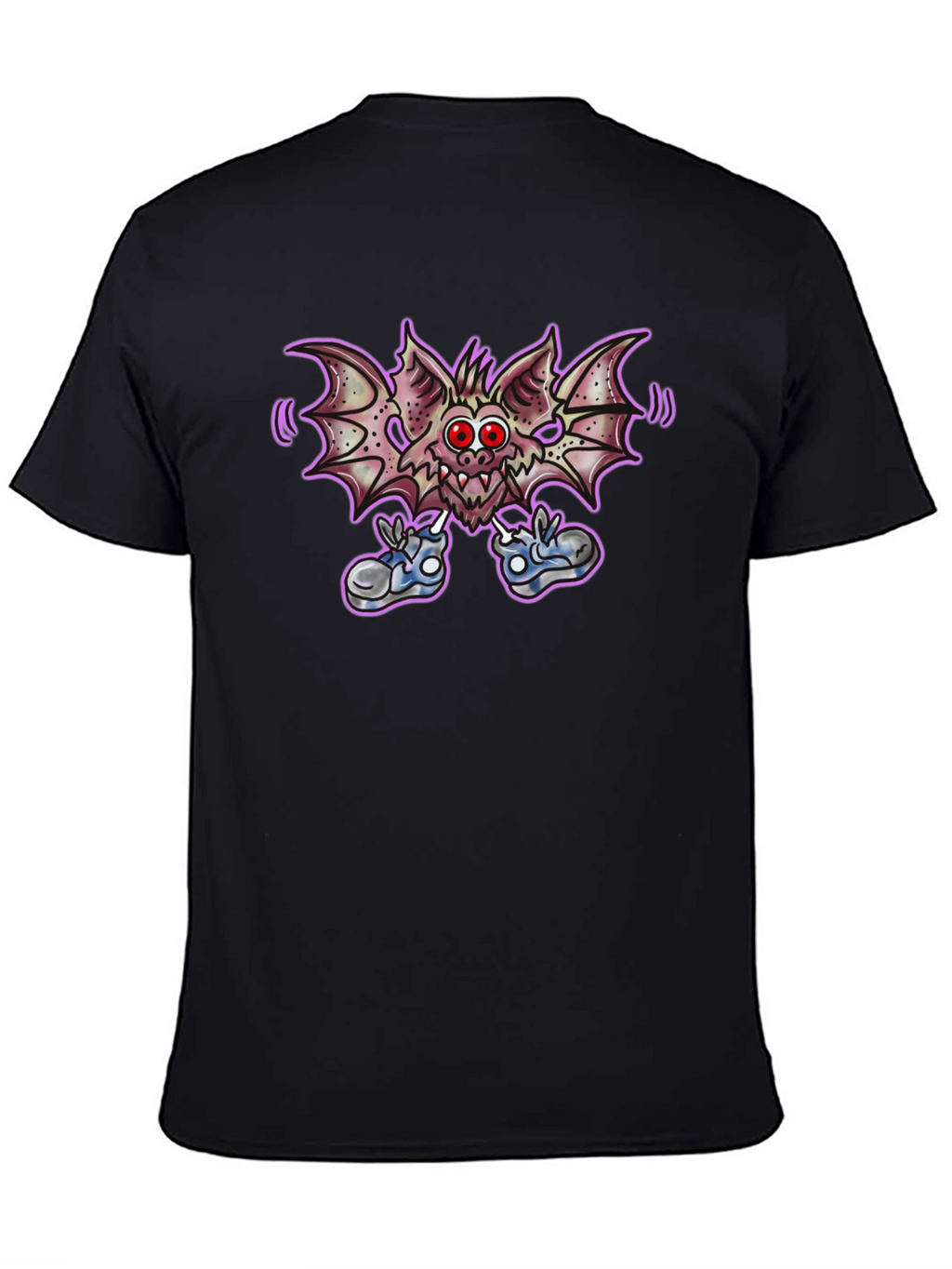 Cartoon Bat Graphic Tee - Funky Black T-Shirt