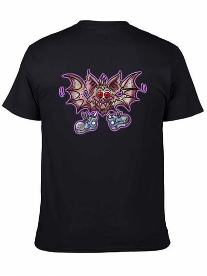 Cartoon Bat Graphic Tee - Funky Black T-Shirt