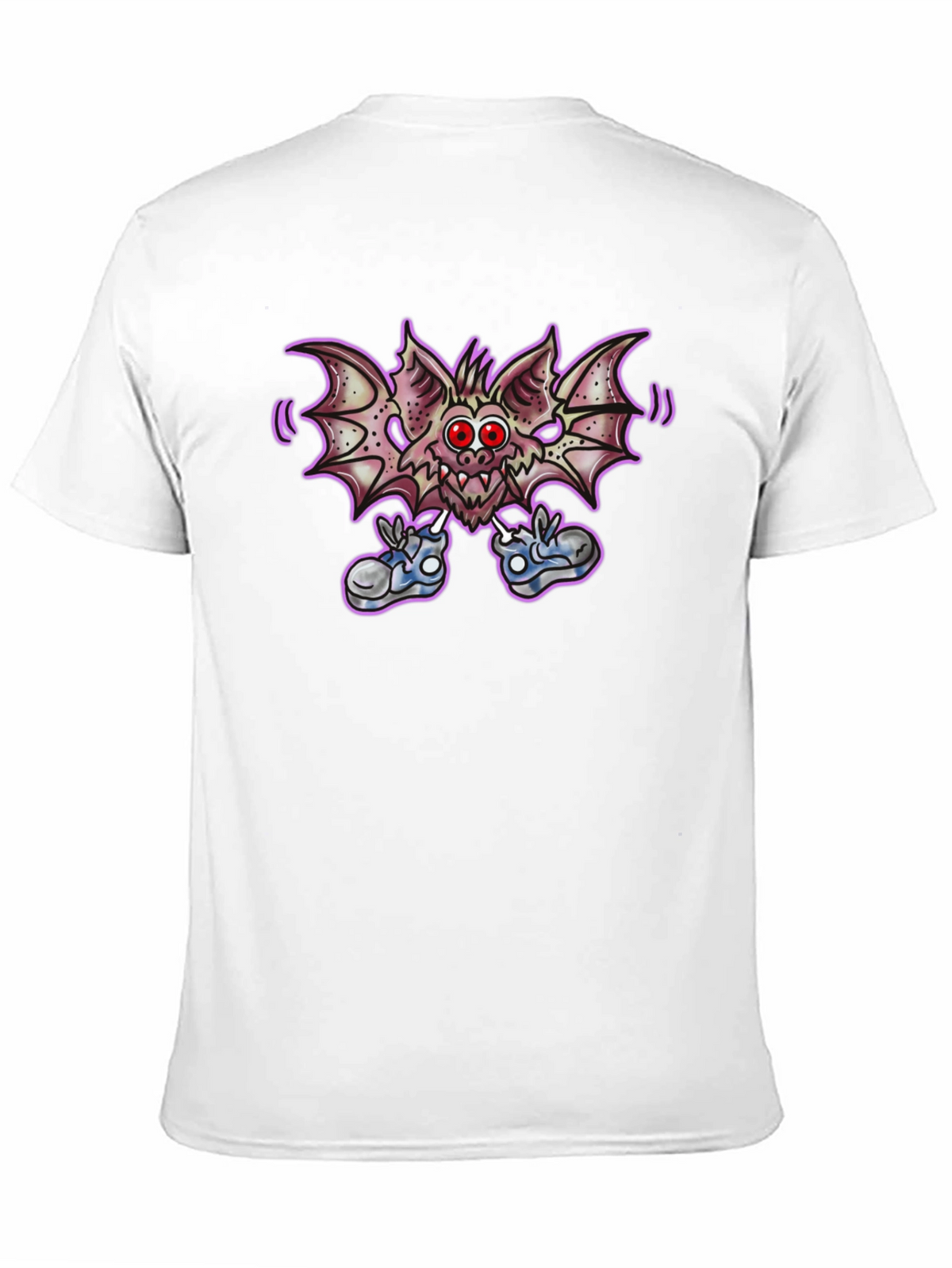 Cartoon Bat Graphic Tee - Funky Black T-Shirt