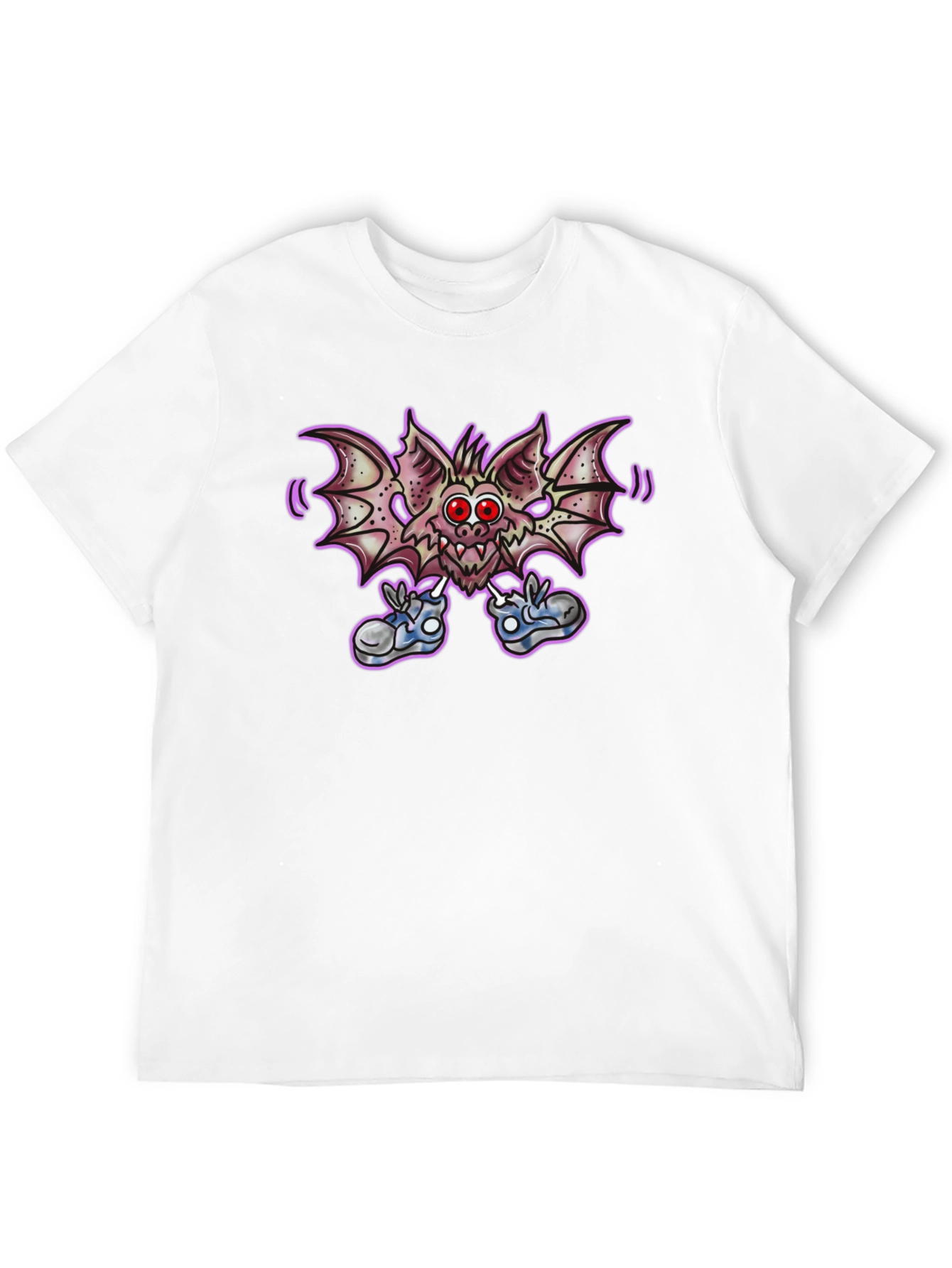 Cartoon Bat Graphic Tee - Funky Black T-Shirt