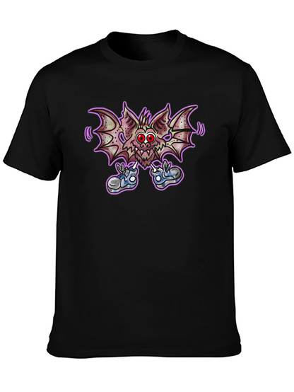 Cartoon Bat Graphic Tee - Funky Black T-Shirt