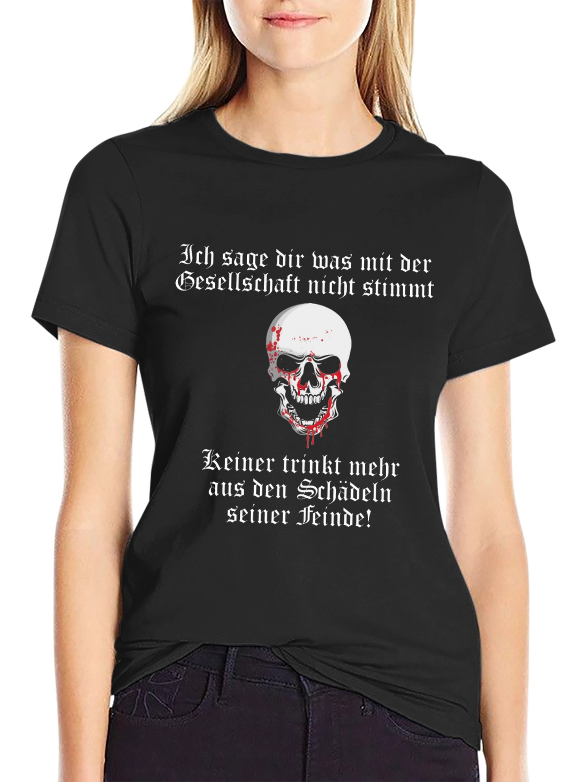 Edgy Skull Graphic T-Shirt - Society Slogan