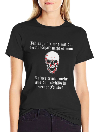 Edgy Skull Graphic T-Shirt - Society Slogan