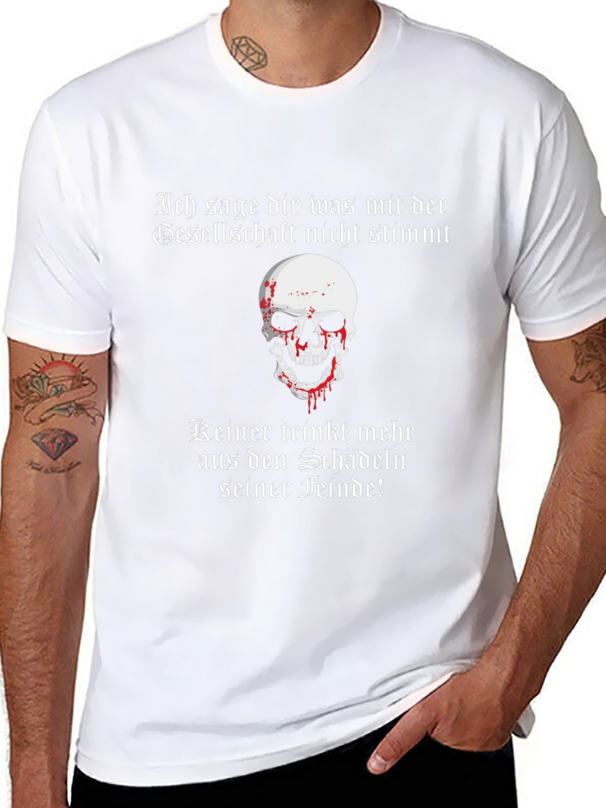 Edgy Skull Graphic T-Shirt - Society Slogan