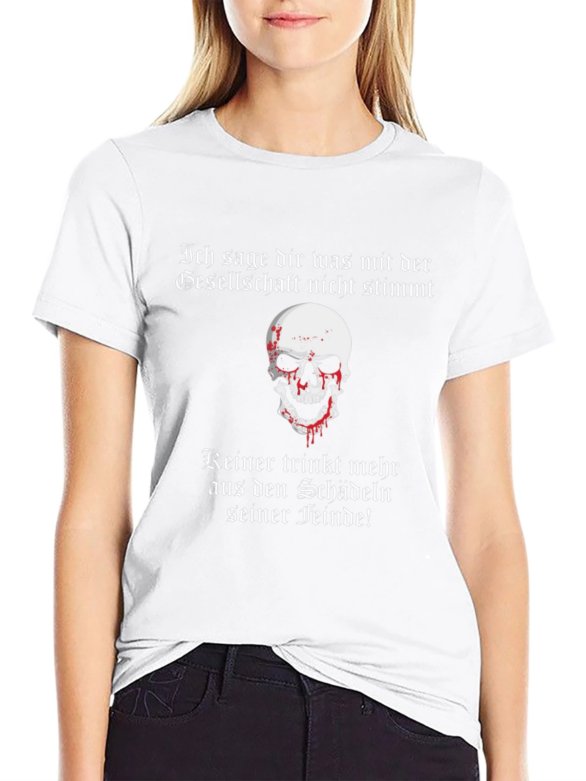 Edgy Skull Graphic T-Shirt - Society Slogan