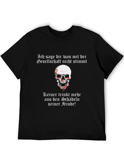 Edgy Skull Graphic T-Shirt - Society Slogan