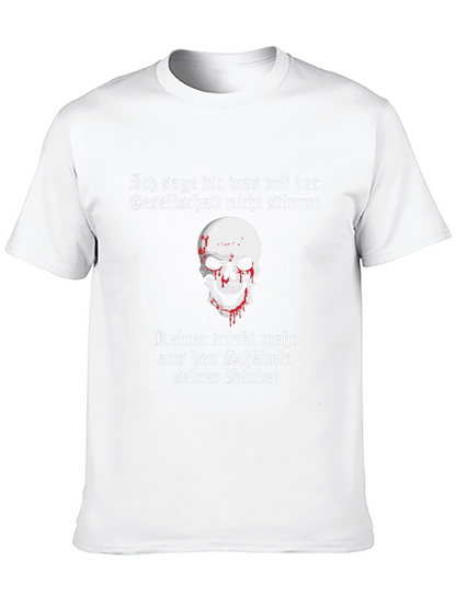 Edgy Skull Graphic T-Shirt - Society Slogan
