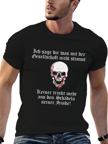 Edgy Skull Graphic T-Shirt - Society Slogan