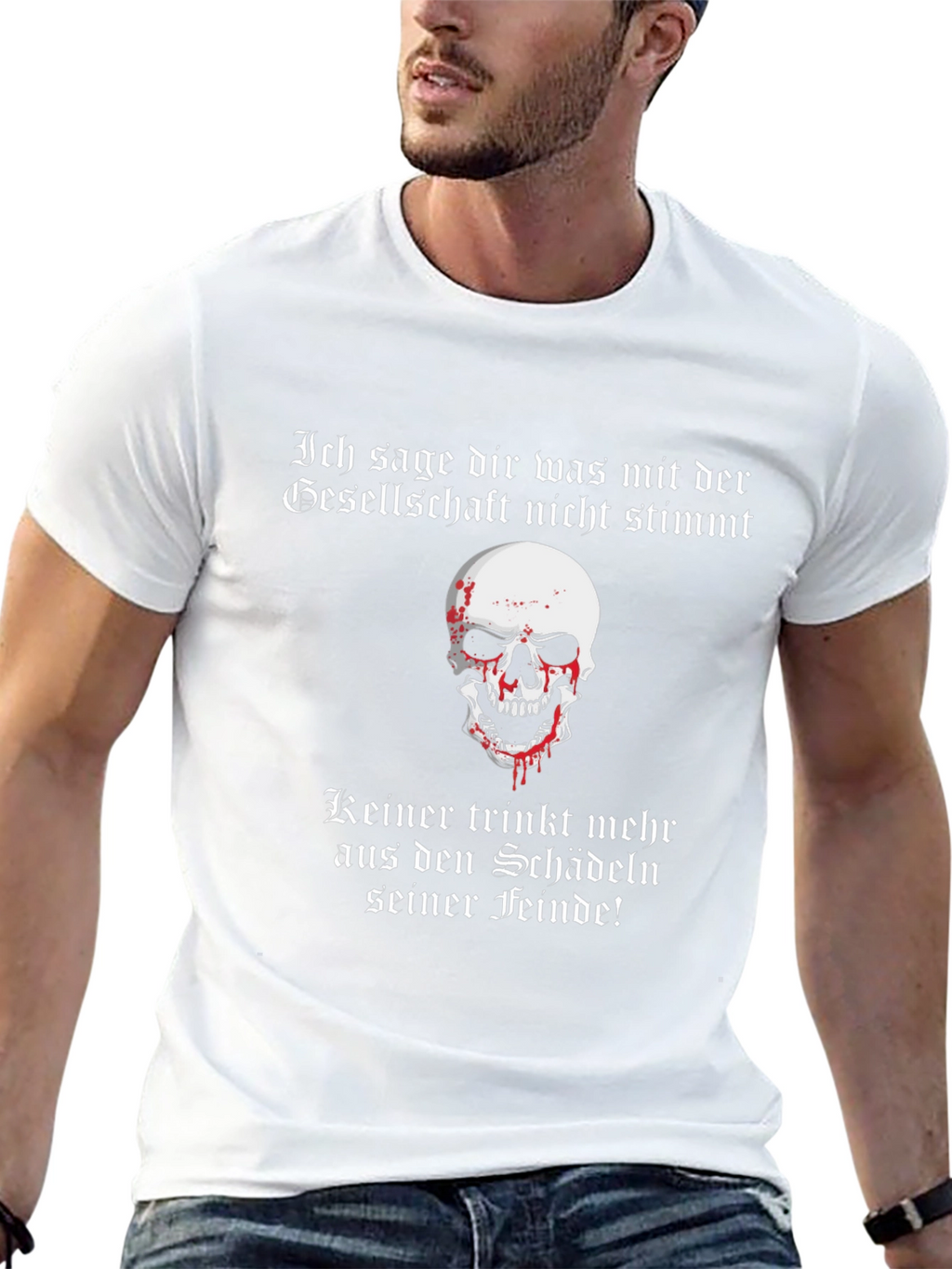 Edgy Skull Graphic T-Shirt - Society Slogan