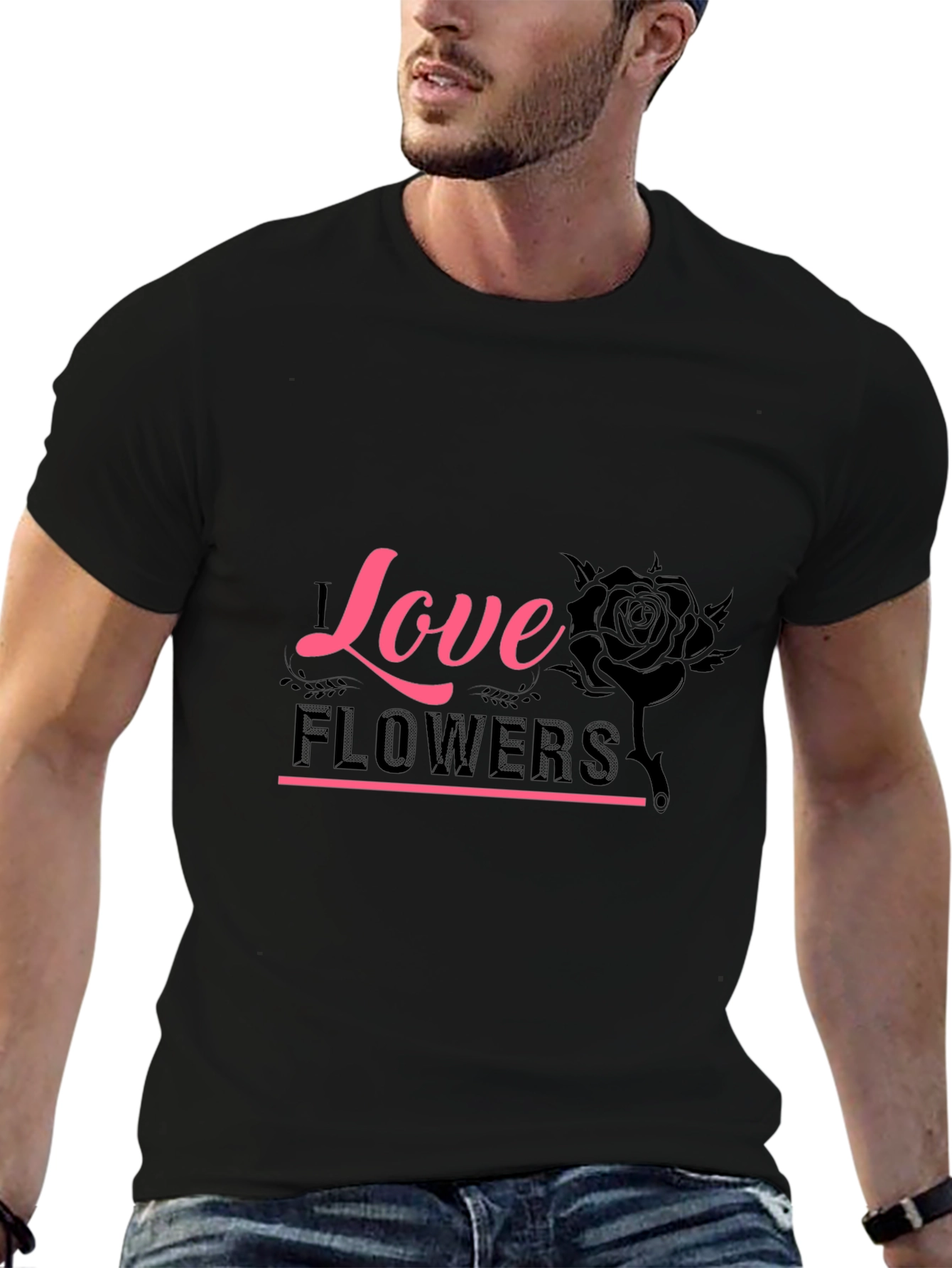 Love Flowers Graphic Tee - Black