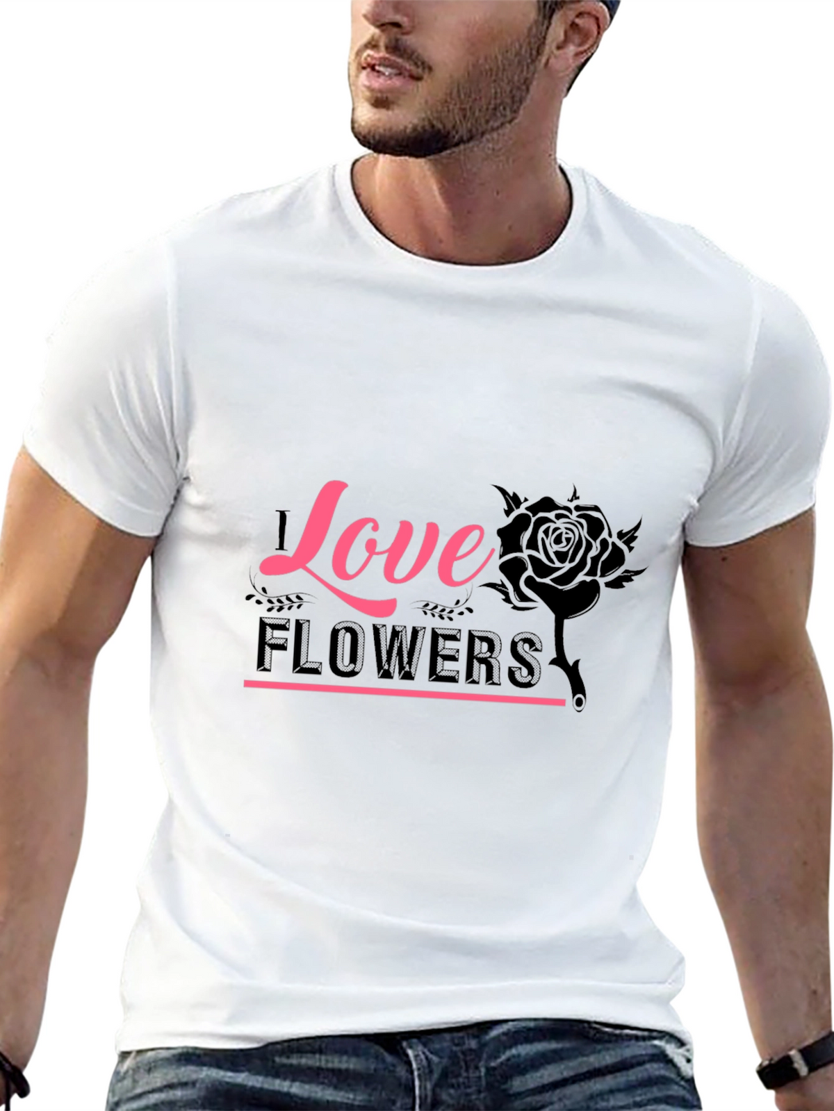 Love Flowers Graphic Tee - Black