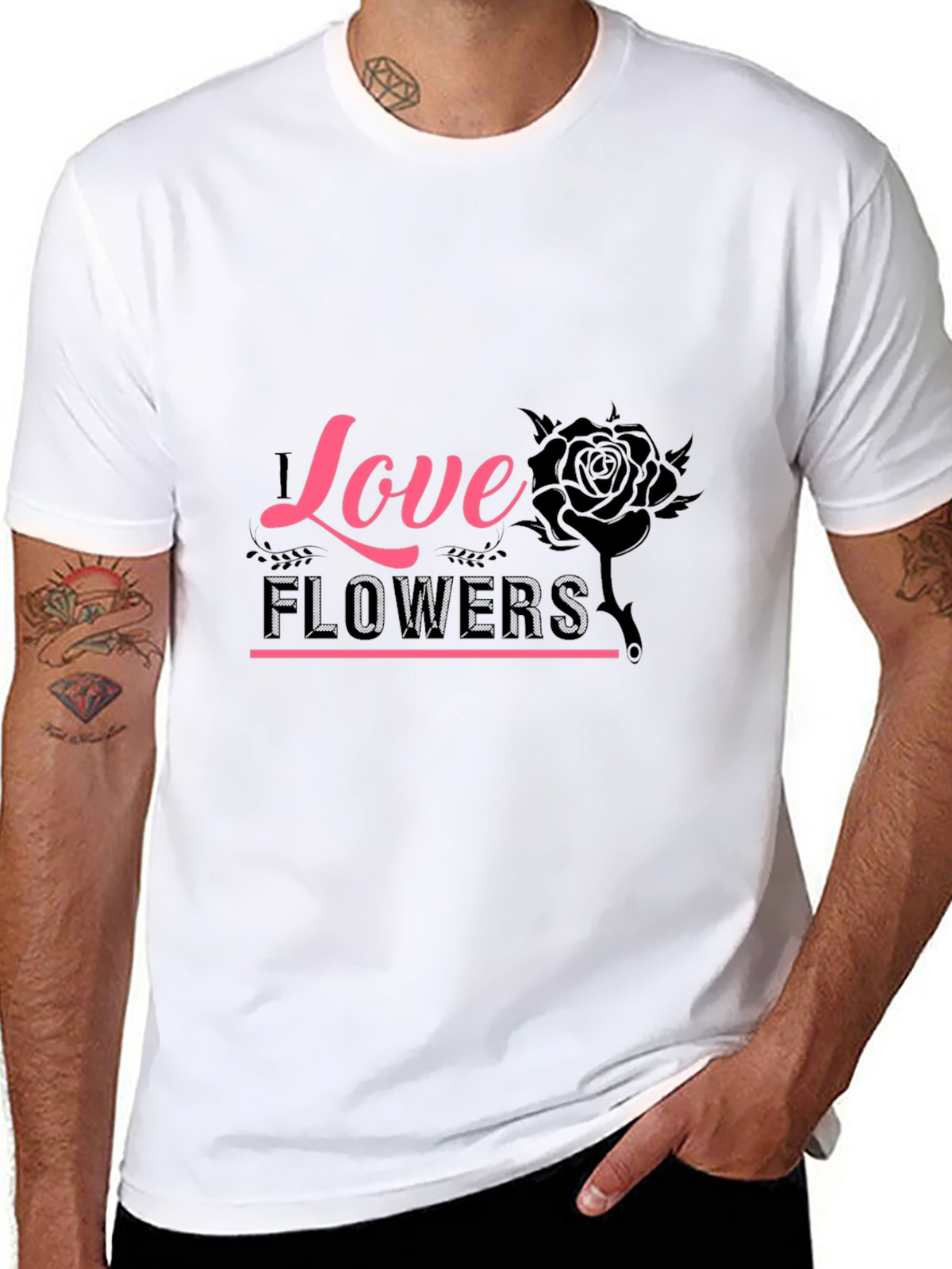 Love Flowers Graphic Tee - Black