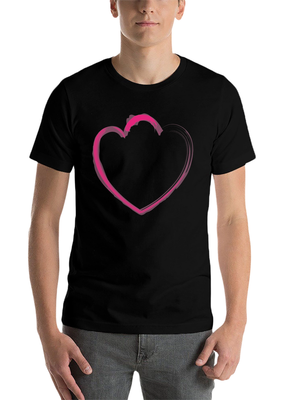 Heart Graphic T-Shirt - Casual Black Tee