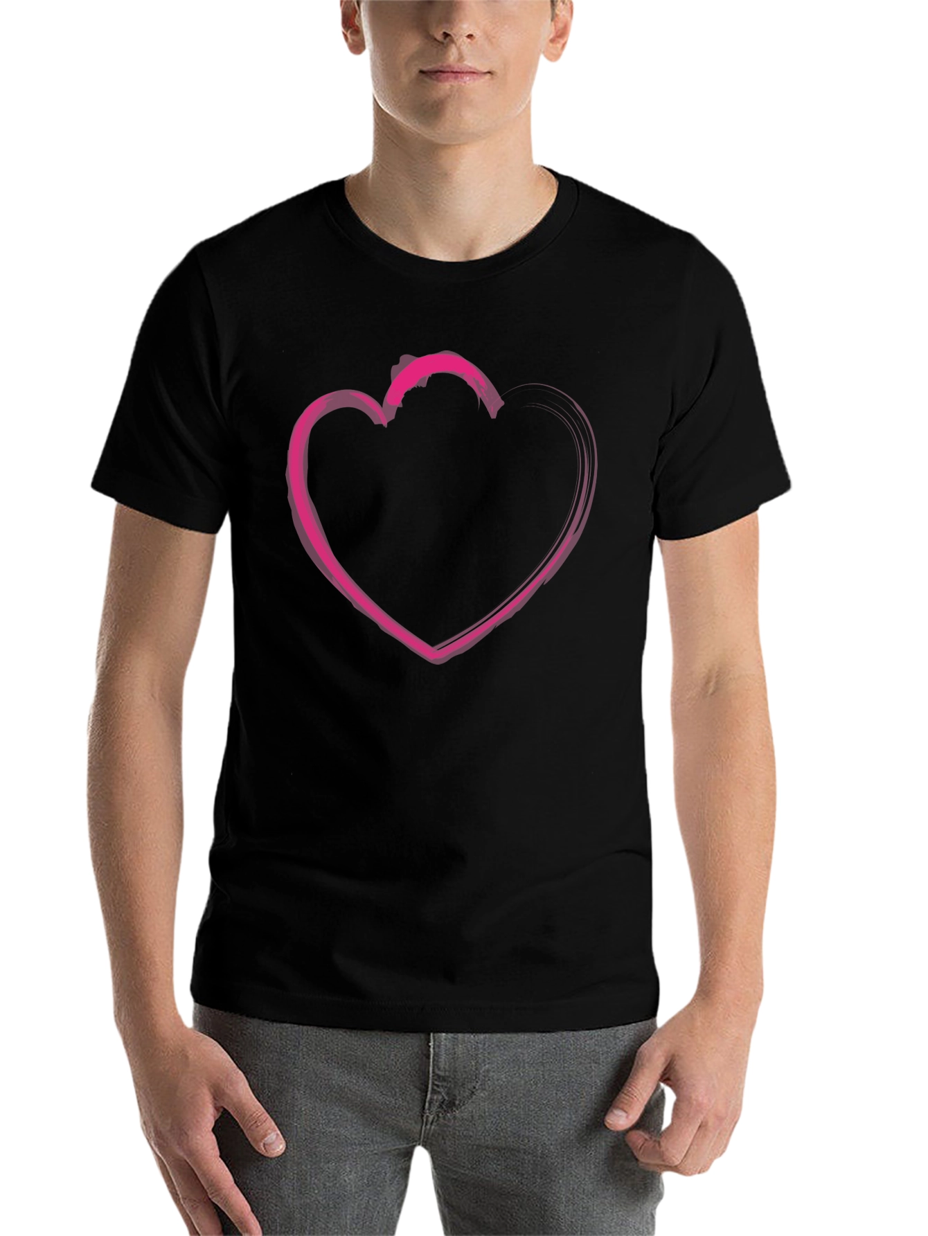 Heart Graphic T-Shirt - Casual Black Tee