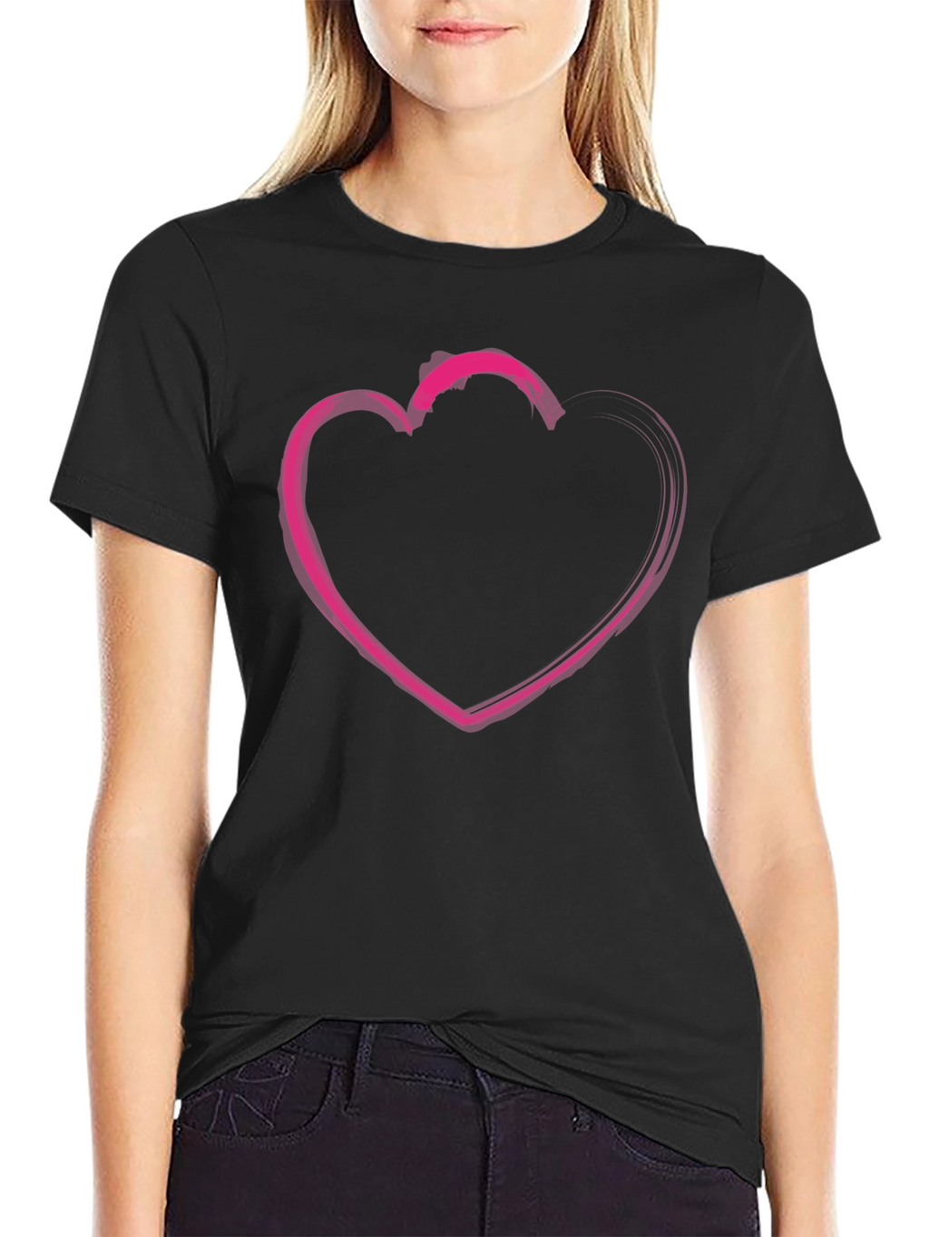 Heart Graphic T-Shirt - Casual Black Tee