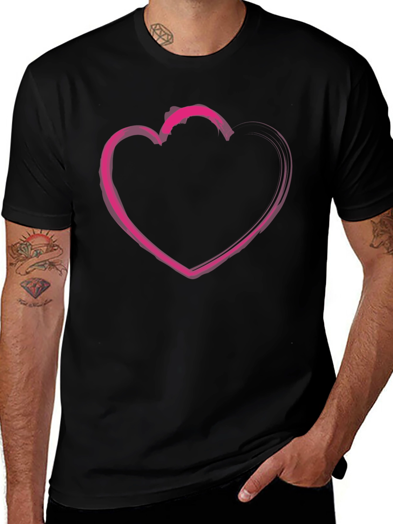 Heart Graphic T-Shirt - Casual Black Tee