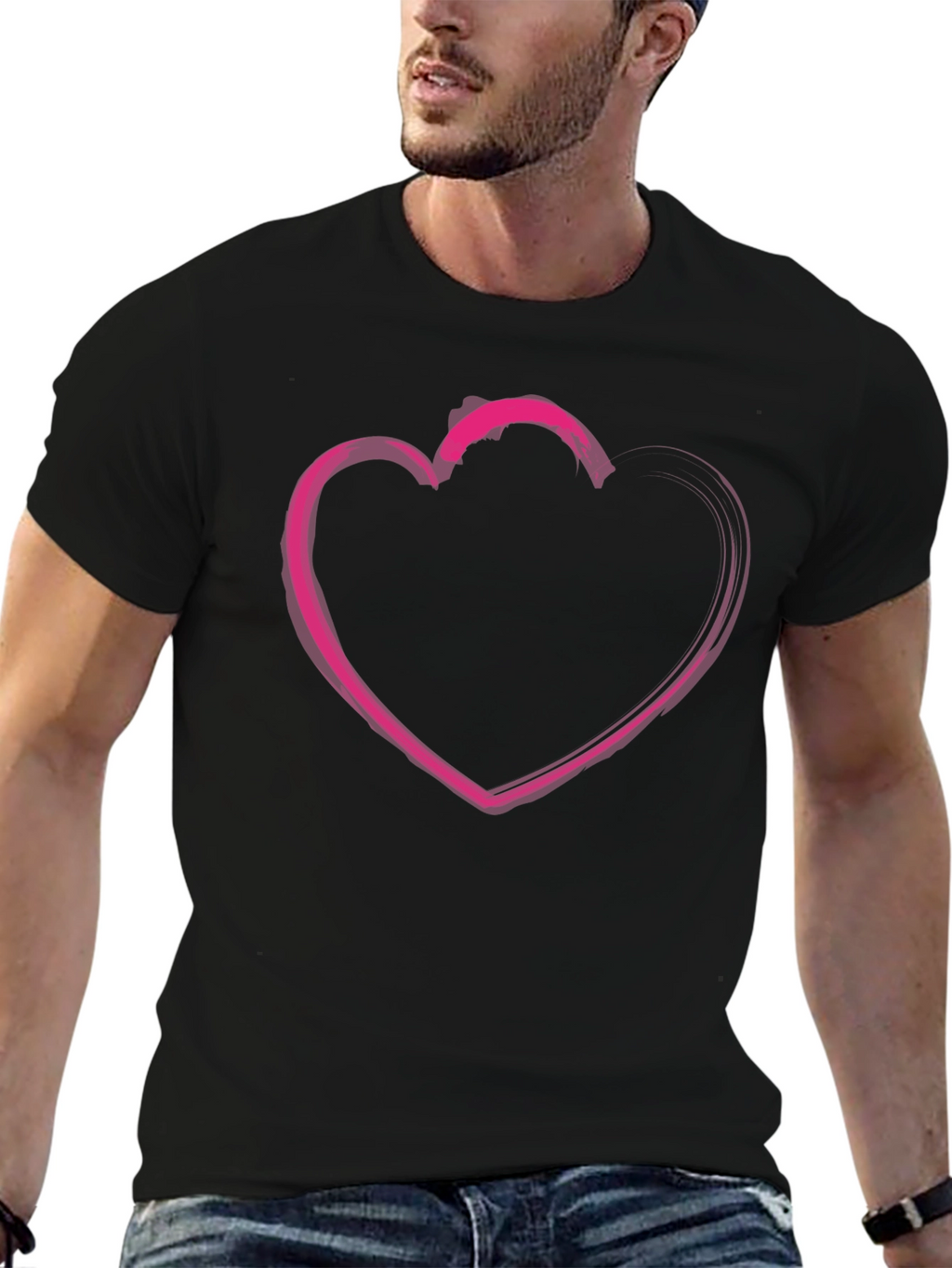 Heart Graphic T-Shirt - Casual Black Tee