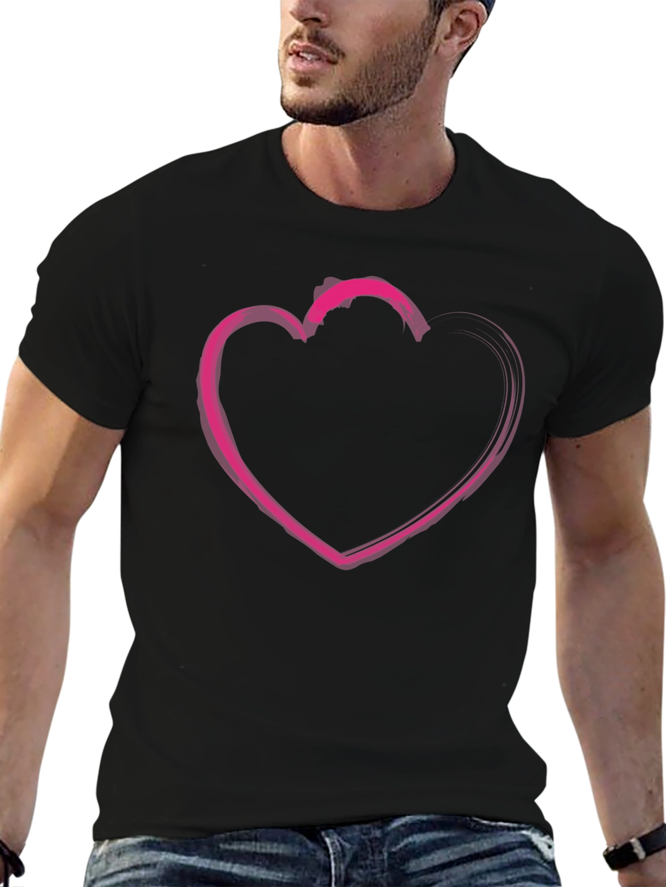 Heart Graphic T-Shirt - Casual Black Tee