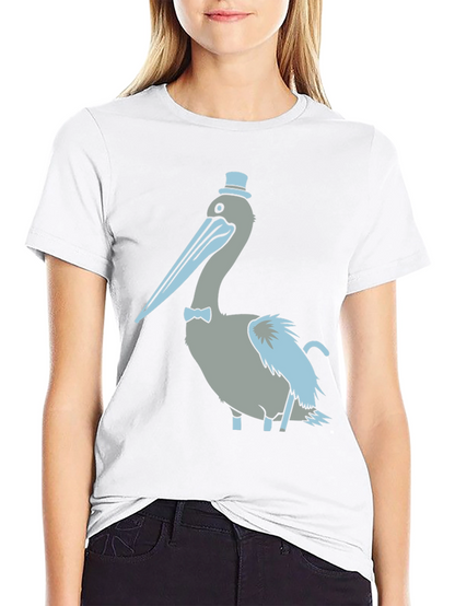 Pelican with Top Hat Graphic T-Shirt