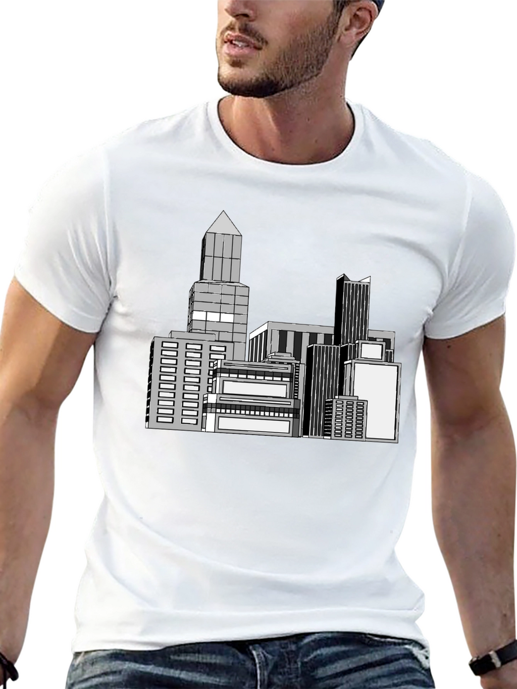 Cityscape Graphic Black T-Shirt