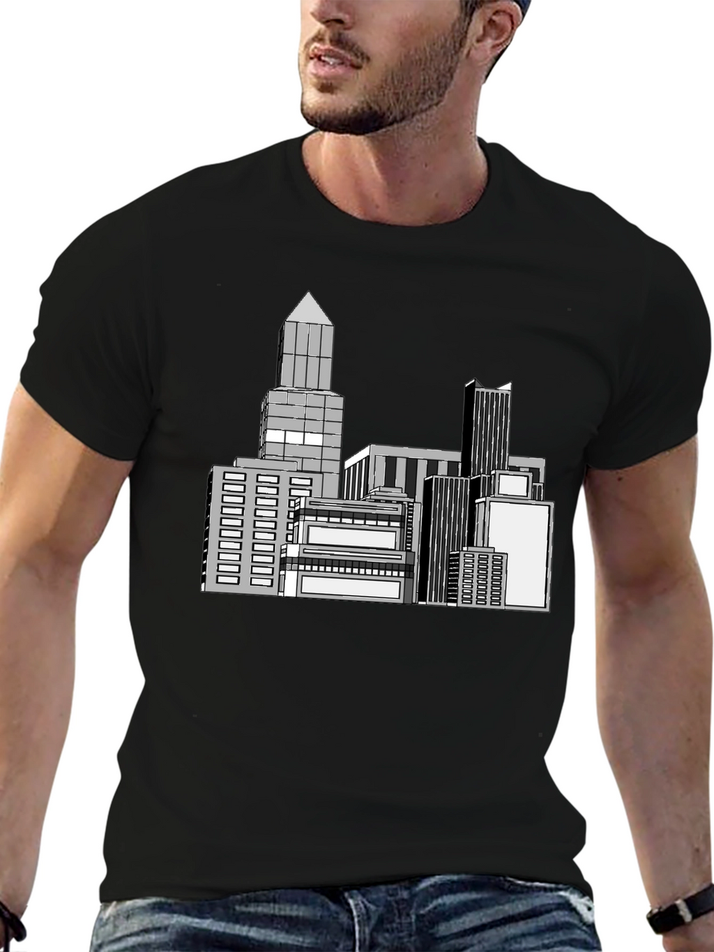 Cityscape Graphic Black T-Shirt