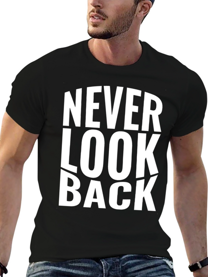 Never Look Back Graphic Print Black T-Shirt