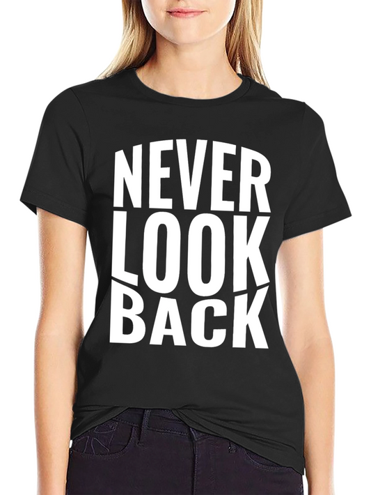 Never Look Back Graphic Print Black T-Shirt