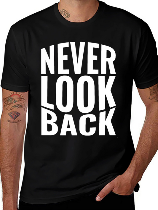 Never Look Back Graphic Print Black T-Shirt