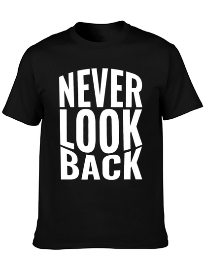 Never Look Back Graphic Print Black T-Shirt