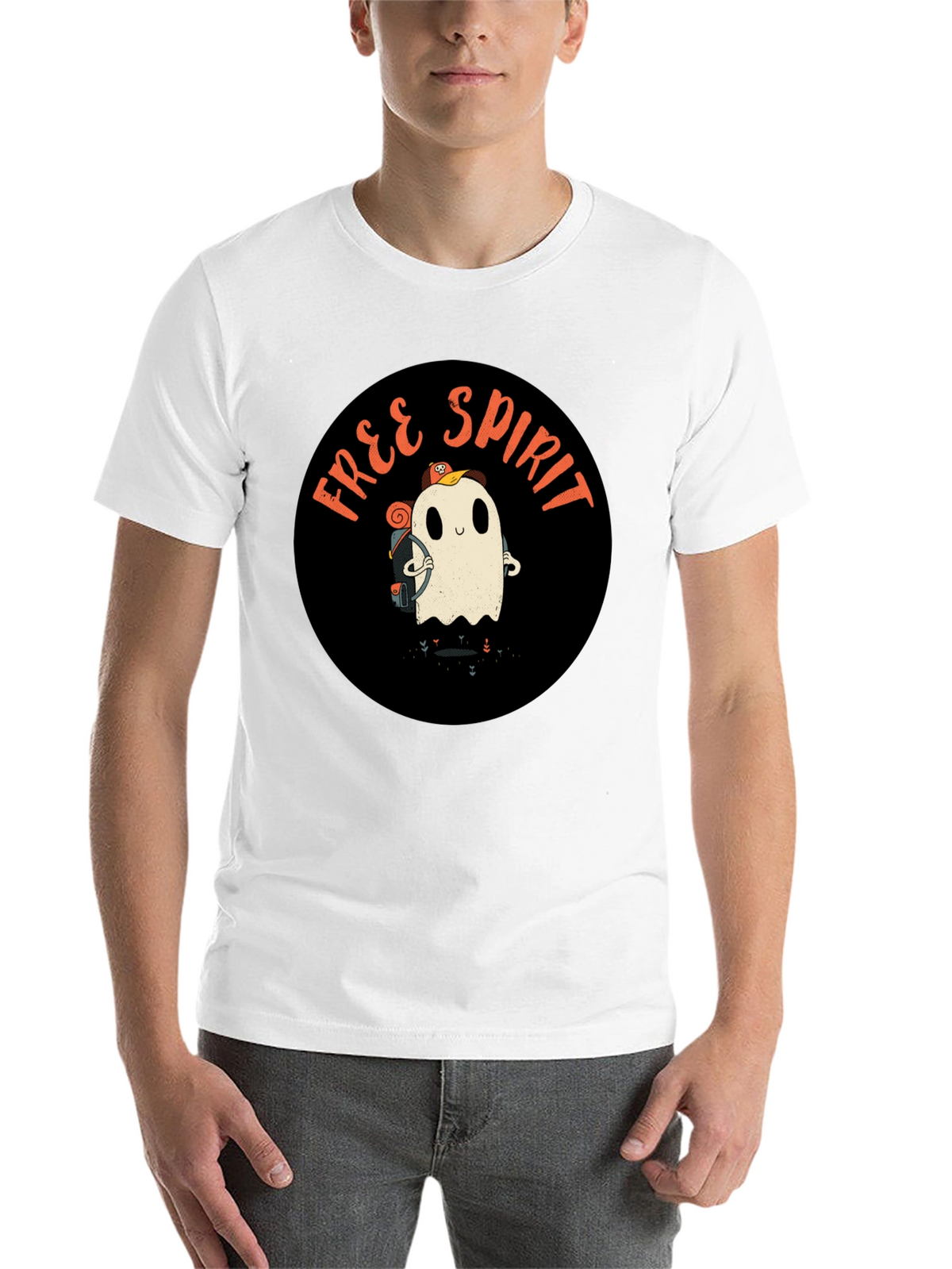 Free Spirit Ghost Graphic Tee - Black Cotton T-Shirt