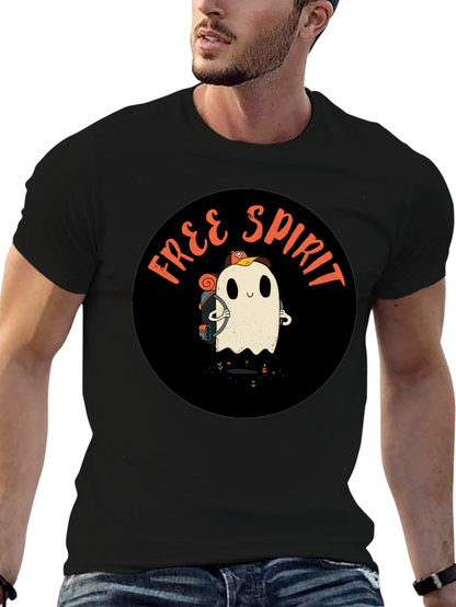 Free Spirit Ghost Graphic Tee - Black Cotton T-Shirt