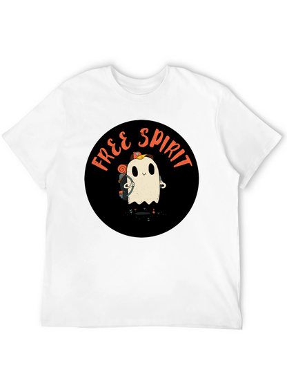 Free Spirit Ghost Graphic Tee - Black Cotton T-Shirt