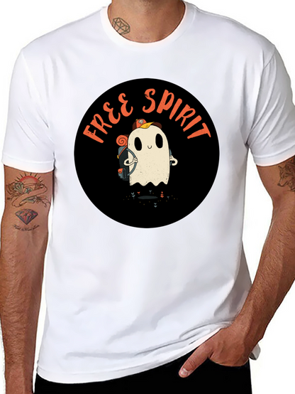 Free Spirit Ghost Graphic Tee - Black Cotton T-Shirt