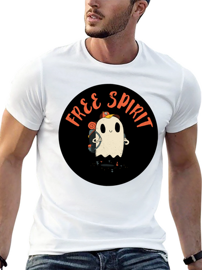Free Spirit Ghost Graphic Tee - Black Cotton T-Shirt