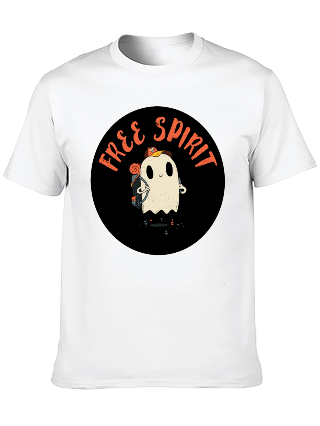 Free Spirit Ghost Graphic Tee - Black Cotton T-Shirt