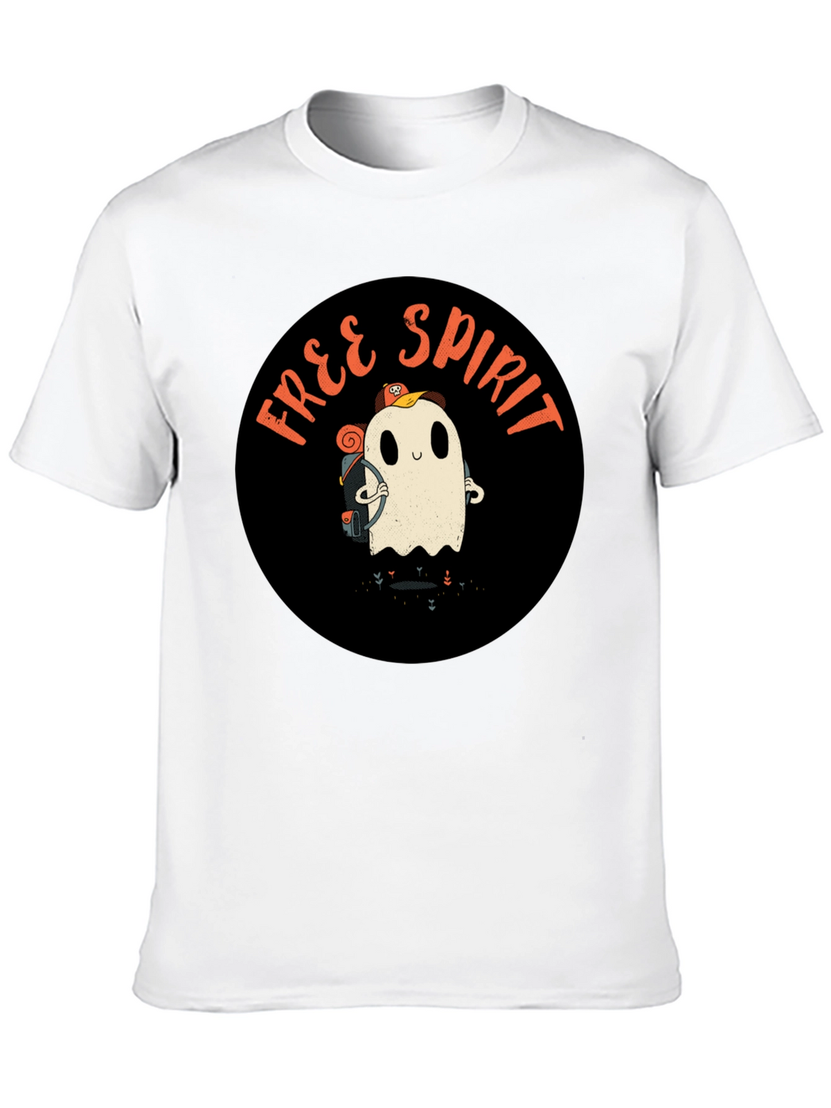Free Spirit Ghost Graphic Tee - Black Cotton T-Shirt