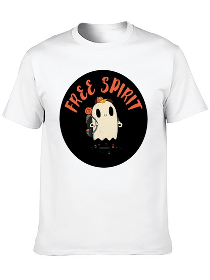 Free Spirit Ghost Graphic Tee - Black Cotton T-Shirt