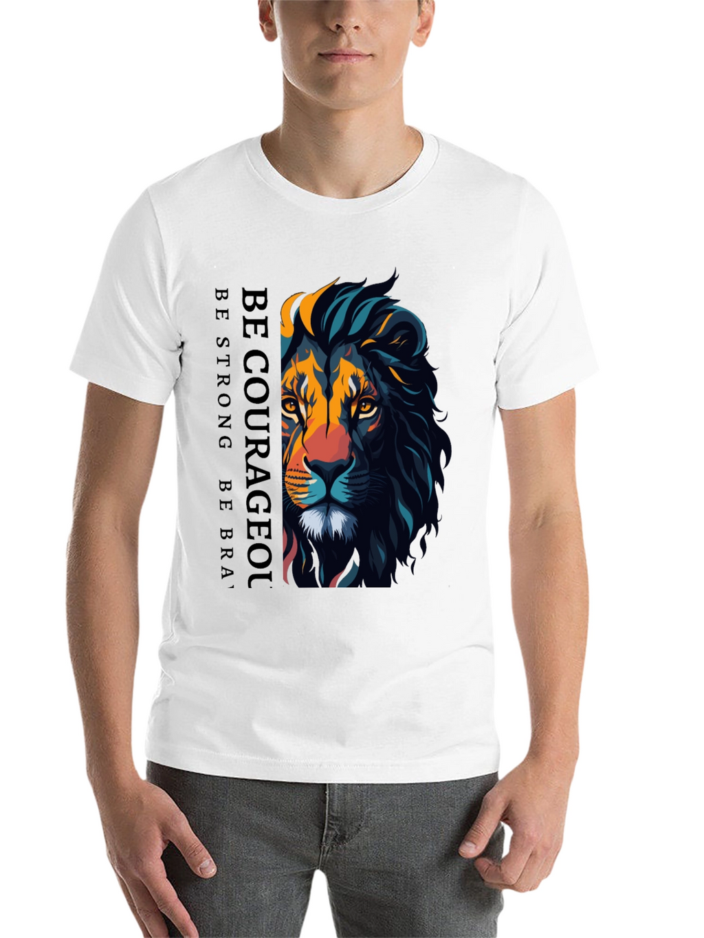 Be Courageous Lion Graphic T-Shirt - Black