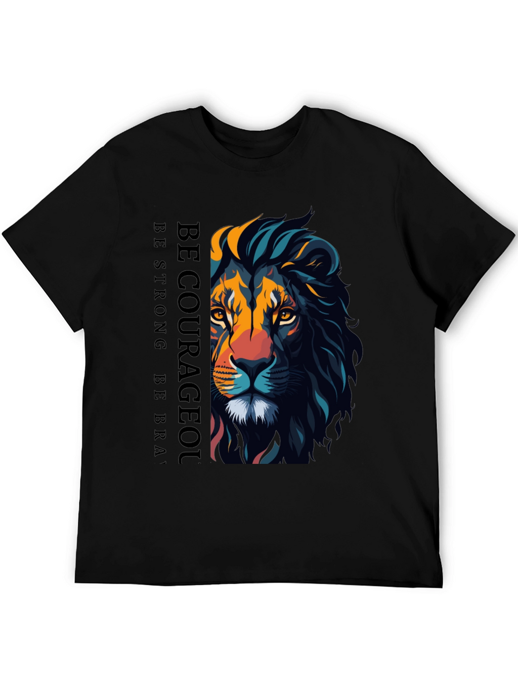 Be Courageous Lion Graphic T-Shirt - Black