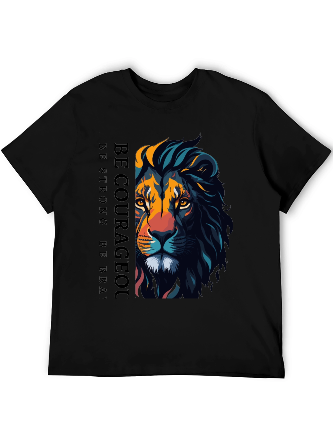 Be Courageous Lion Graphic T-Shirt - Black
