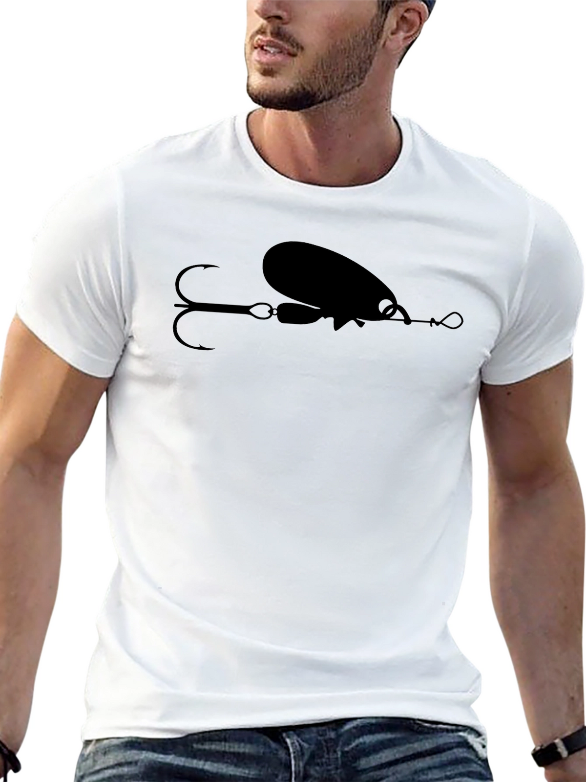 Fishing Lure Graphic T-Shirt - Black Cotton Tee