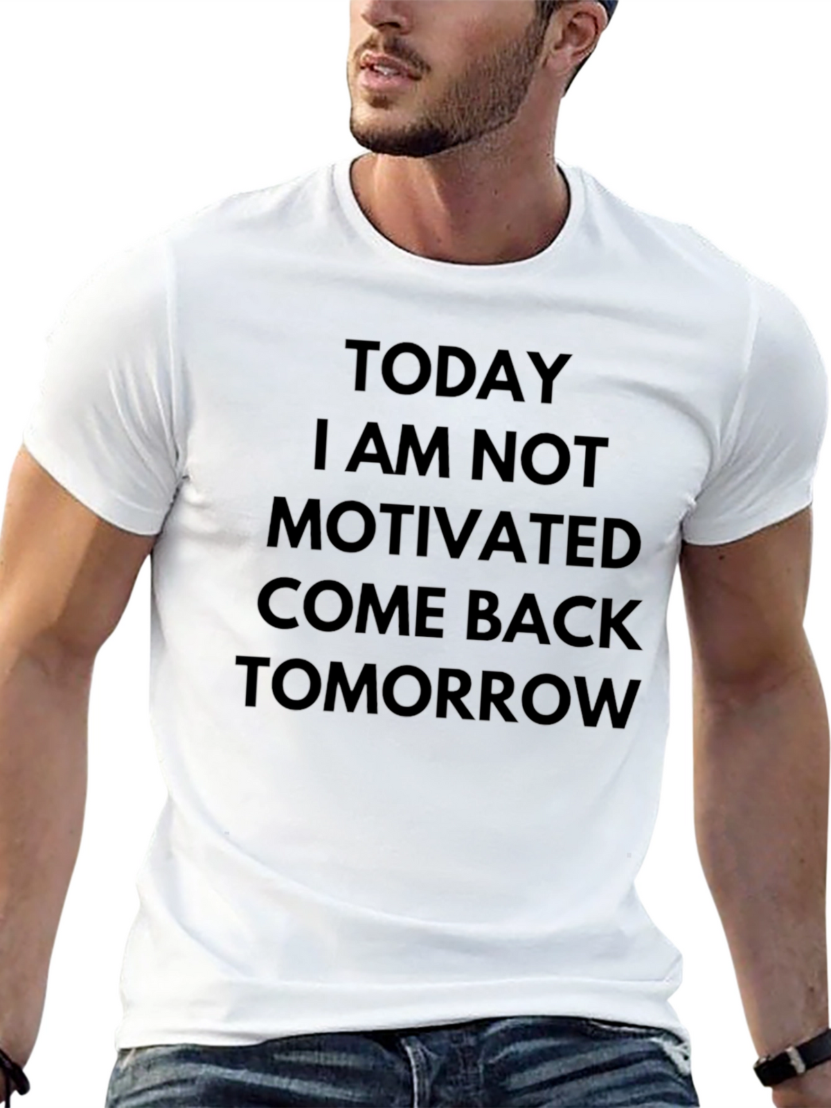 Funny Not Motivated Black Graphic Tee